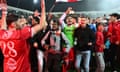 Biel-Bienne players and fans celebrate their place in the Swiss Cup final